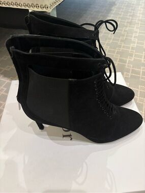 Dior Black Lace-Up Suede Ankle Boots